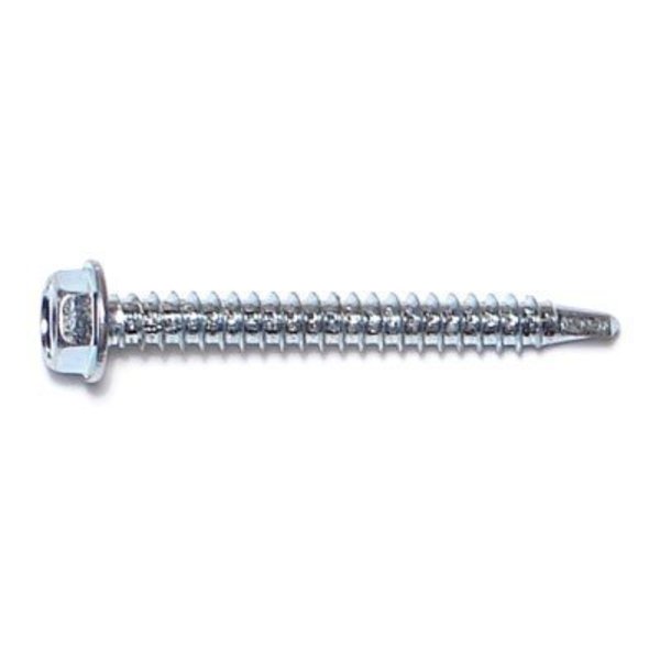 Midwest Fastener Self-Drilling Screw, #8 x 1-1/2 in, Zinc Plated Steel Hex Head Hex Drive, 30 PK 68681